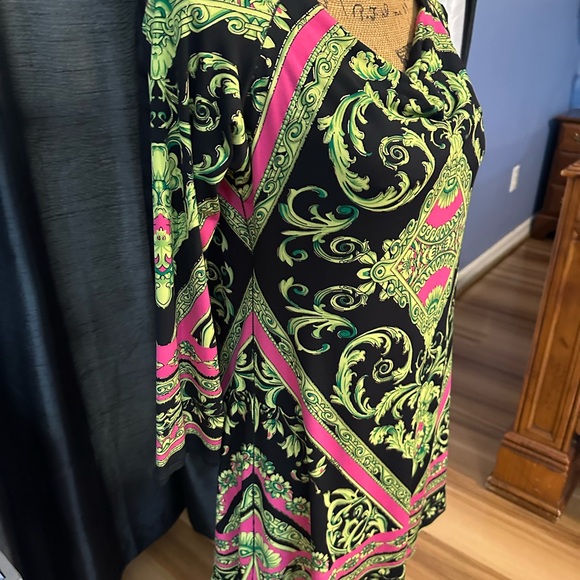 Eva Varro Black Green Cowl Neck Sheath Tunic - Picture 2 of 8